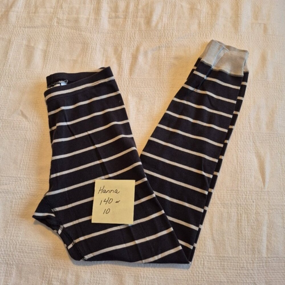 Hanna Andersson boys size size 140 or 10 pajama pants black & gray stripes vguc
